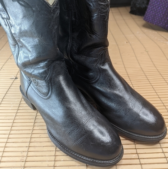 Ariat Heritage Roper Boots Men's 9 EE Western Black Rancher Cowboy Gently Worn. - Picture 1 of 11